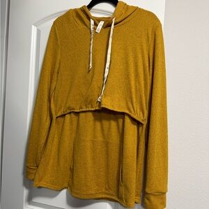 Latched Mama Mustard Top with White Drawstrings